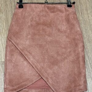 dusty rose faux Suede Skirt XS